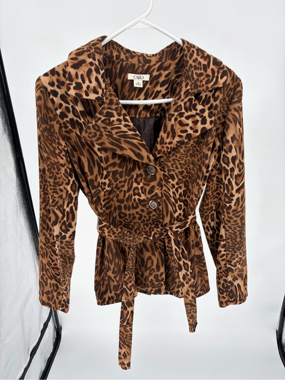 Cato Brown Leopard Print Belted Blazer